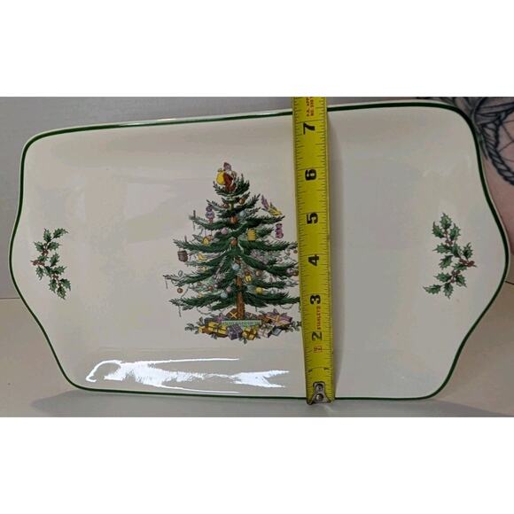 Vintage Spode 12 Inch Christmas Tree Desert Serving Holiday Tray New In Box - Picture 4 of 5
